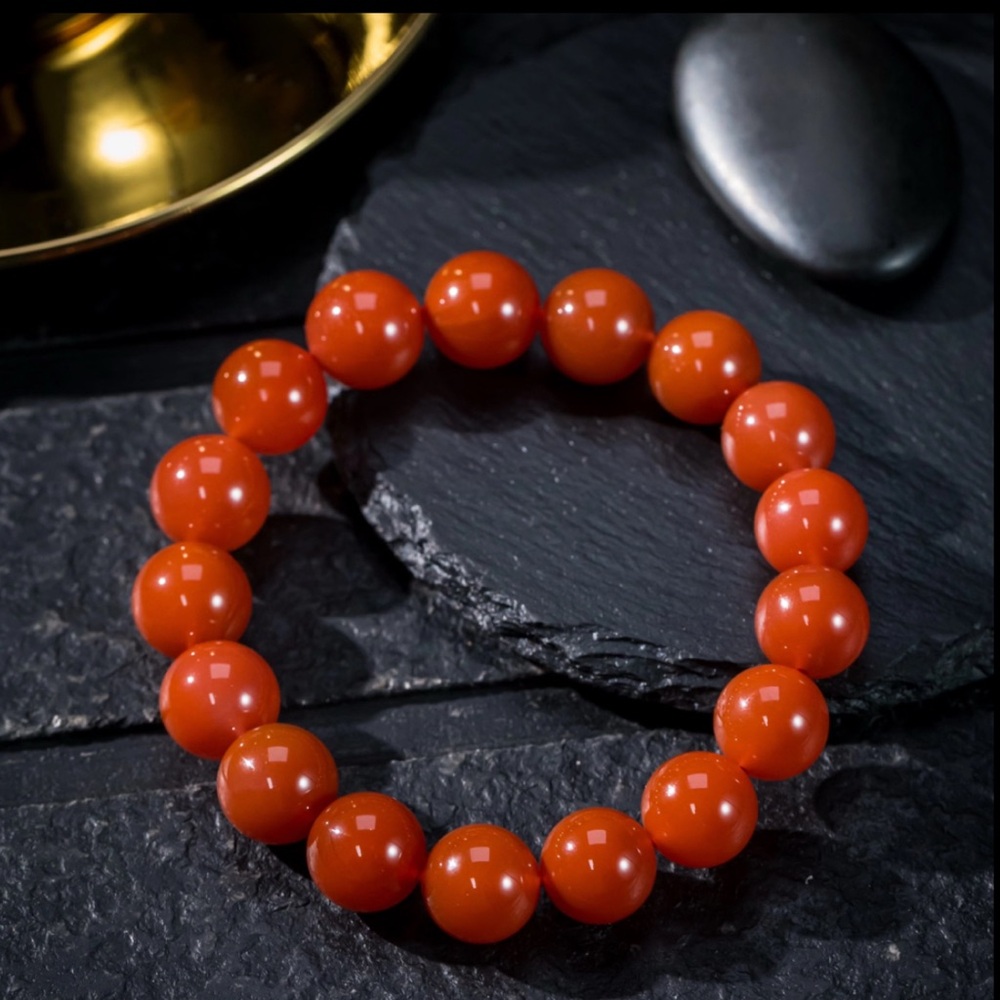 ✨Elegant Orange Red Carnelian Beaded Bracelet